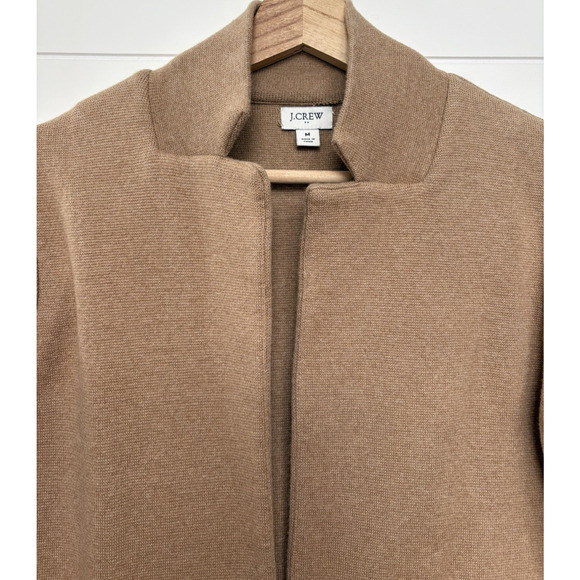 J Crew Knit Sweater Blazer 100% Cotton Jacket Single Button Tan Camel Career S/M - Picture 4 of 16